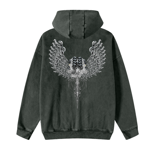 S65B40 SPIRITED Snow Washed Zip-Through Hoodie
